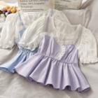 Ruffled-trim Mock Two-piece Blouse