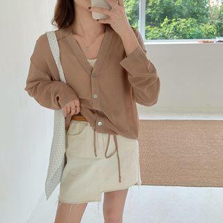 Drawstring-cuff Cardigan