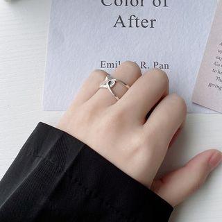 Layered Asymmetrical Sterling Silver Open Ring Silver - One Size