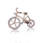 Rhinestone Bicycle Brooch Gold - One Size