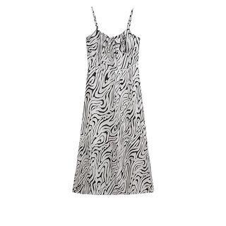Spaghetti-strap Zebra Print Midi Sundress