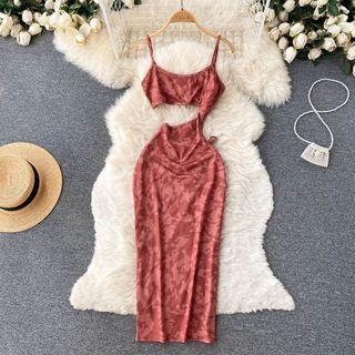 Suspender Print Cutout Dress