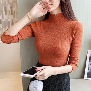 Long-sleeve Mock Collar Knit Top