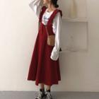 Frill Trim A-line Midi Jumper Skirt