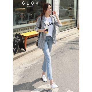 Letter Taping Plaid Blazer