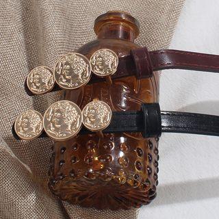 Embossed Disc Faux Leather Belt