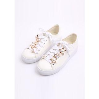 Faux-pearl & Star Faux-leather Sneakers