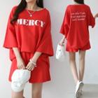 Sweatsuit Set: Mercy Letter T-shirt + Shorts