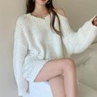 Cold Shoulder Loose-knit Sweater