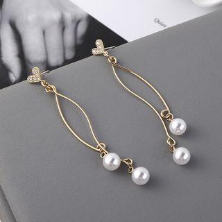 925 Sterling Silver Faux Pearl Fringed Earring 1 Pair - 138857 - One Size