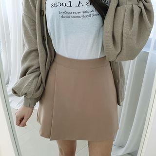 Petite Size Inset Shorts Wrap Miniskirt