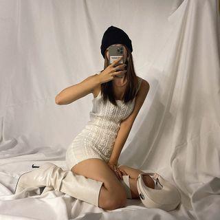 Sleeveless Cable-knit Minidress