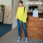 Tie-hem Raglan-sleeve T-shirt