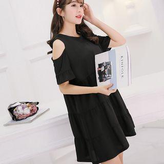 Cold Shoulder Tiered A-line Dress