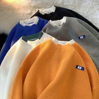 Mock Two Piece Waffle Sweater