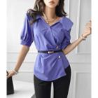 Buttoned Ruched Wrap Shirt