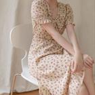 Ruffle-detail Floral Print Short-sleeve Dress