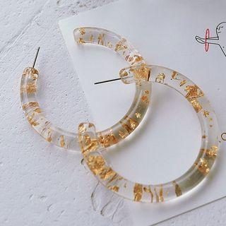 Gold Leaf Open Hoop Earring