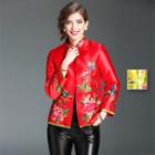 Stand Collar Embroidered Jacket