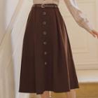 Button Up Midi A-line Skirt