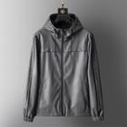 Faux Leather Stand Collared Zipped Jacket