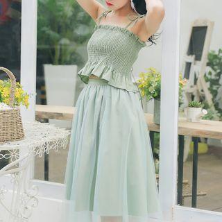 Set : Spaghetti Strap Top + Midi Skirt