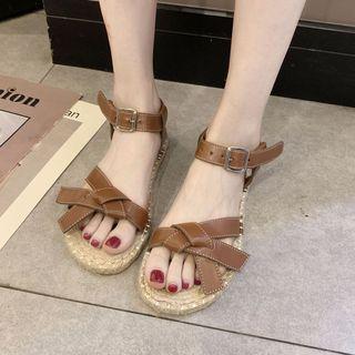 Tie Knot Ankle Strap Espadrille Flat Sandals