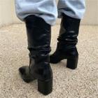 Square-toe Slouchy Midi Boots