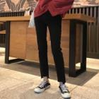 Mock Two-piece Sweatshirt / Straight-leg Ripped Jeans