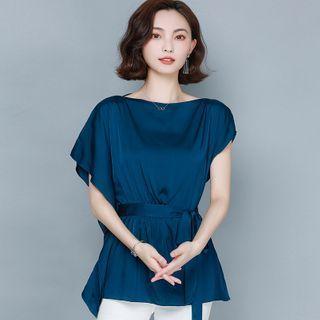 Cap-sleeve Satin Blouse