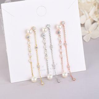 Rhinestone Faux Pearl Dangle Earring / Ear Stud