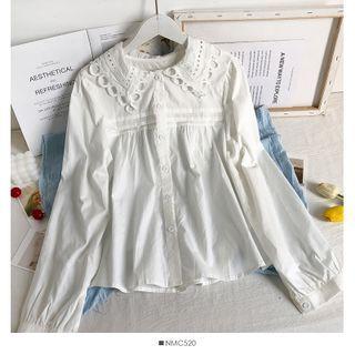 Details Sailor-collar Loose Shirt White - One Size