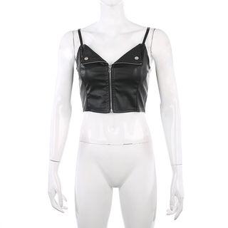 Faux-leather Crop Camisole Top