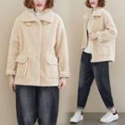 Faux-shearling Zip Jacket Khaki - One Size