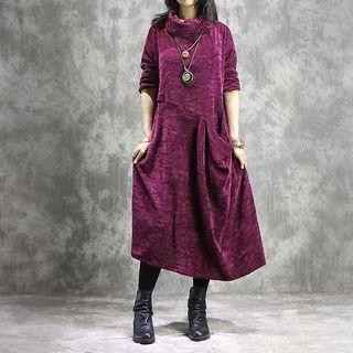 Long-sleeve Cowl-neck Midi Dress