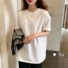 Plain Short Sleeve T-shirt White - One Size
