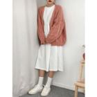 Open-front Mixed Chunky-knit Cardigan