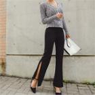 Slit-side Boot-cut Dress Pants