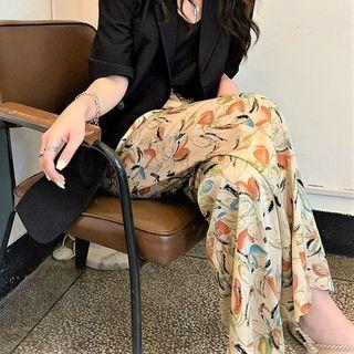 High-waist Flower Print Straight Leg Pants