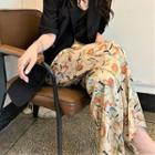 High-waist Flower Print Straight Leg Pants