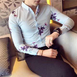 Long-sleeve Printed Slim-fit Shirt