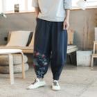 Patterned Panel Drawstring Harem Pants