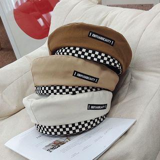 Checkerboard Panel Beret Hat