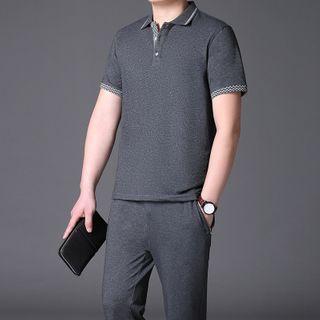 Set: Short-sleeve Polo Shirt / Straight-cut Pants