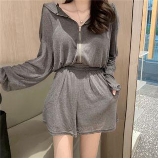 Long-sleeve Hooded Playsuit