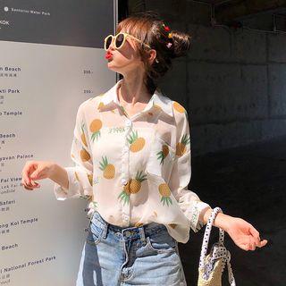 Pinstriped Chiffon Shirt As Shown In Figure - One Size