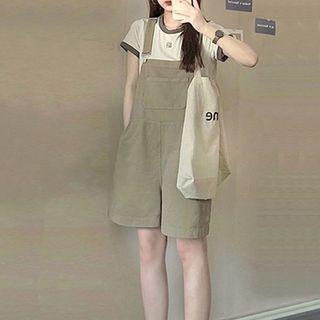 Short-sleeve Logo Applique T-shirt / Jumper Shorts / Set
