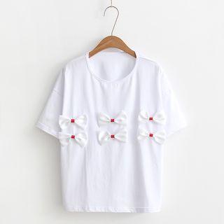 Bow-accent Short-sleeve T-shirt