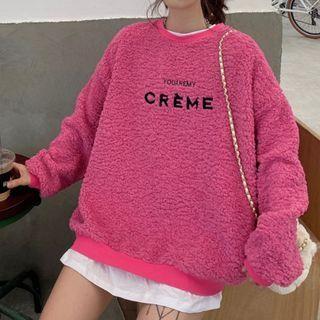 Long-sleeve Letter Embroidered Fleece Sweatshirt