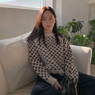Pattern Jacquard Sweater As Shown As Figure - One Size